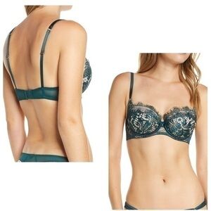 Ann Summers Love Me True Underwire Push Up Lace Bra Green 38C NWT